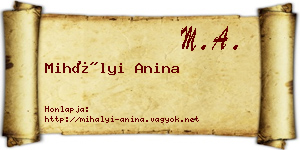 Mihályi Anina névjegykártya